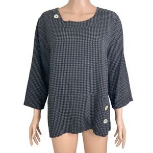Mosaic Shirt Womens Medium Black Gray Pullover Tunic